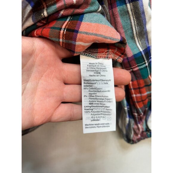 J. Crew Women Snowy Stewart Tartan Boxy Top Ruffle Trim Size M Multi Long Sleeve - Picture 4 of 12